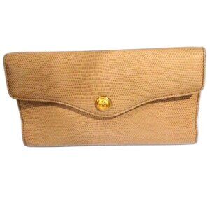✨ Didier Lamarthe Beige Lizard-Embossed Leather Wallet – Vintage Elegance! ✨
